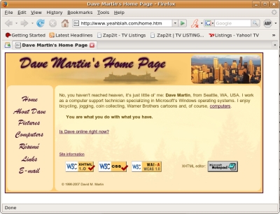 How the website looks in early 2007